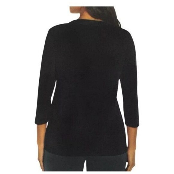 NWT Banana Republic Women's 3/4 Sleeve V Neck Tunic Top Black Size Medium - Picture 2 of 2